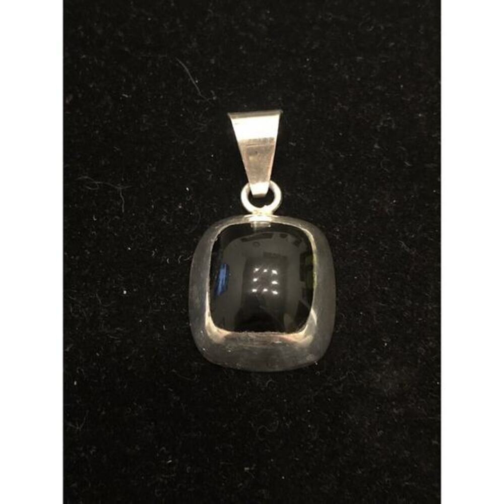 Vtg Taxco Sterling Silver Black Onyx Bold Modernist Statement Pendant 19.26g